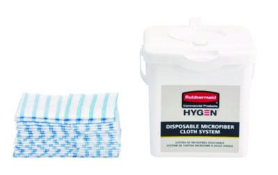 Rubbermaid® Commercial HYGEN™ Disposable Microfiber Cleaning Cloths, 12 x 12, White/Blue Stripe, 600/Carton