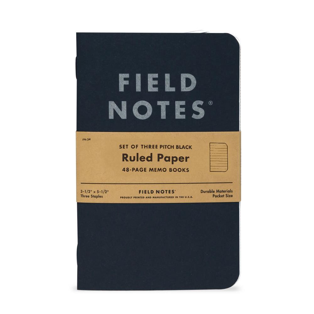 Field Notes Pitch Black Memo Books 3pk Ruled