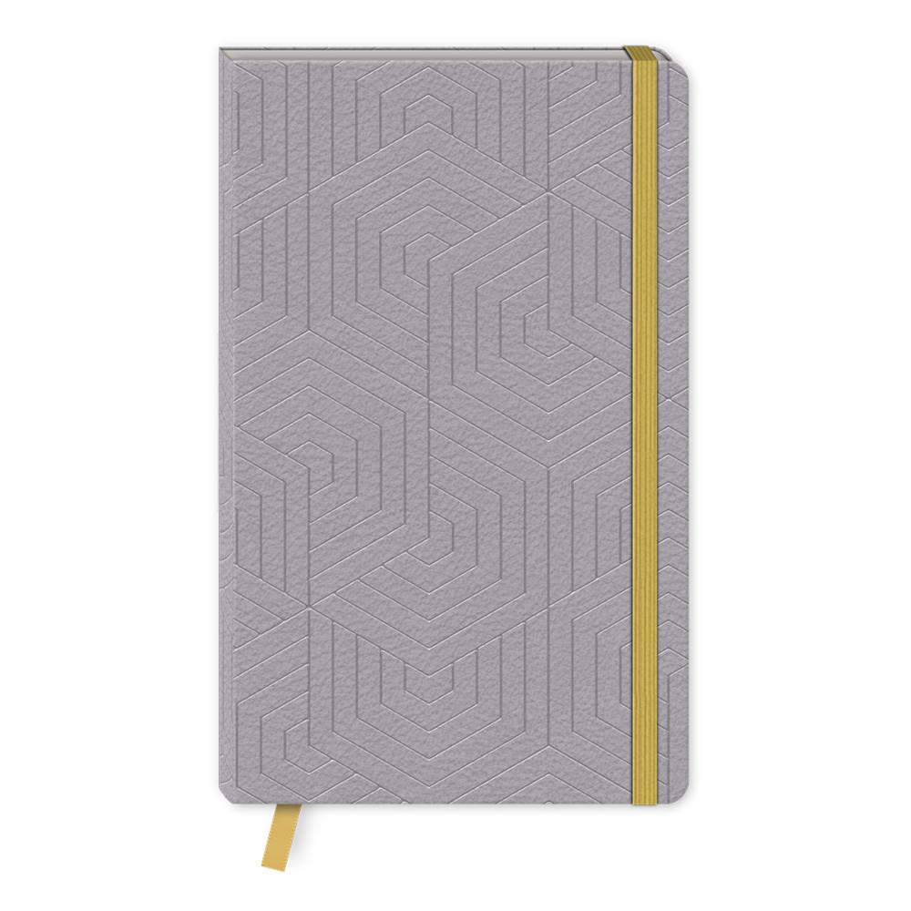 Punch Studio Leatherette Journal - Light Grey, Geometric Pattern